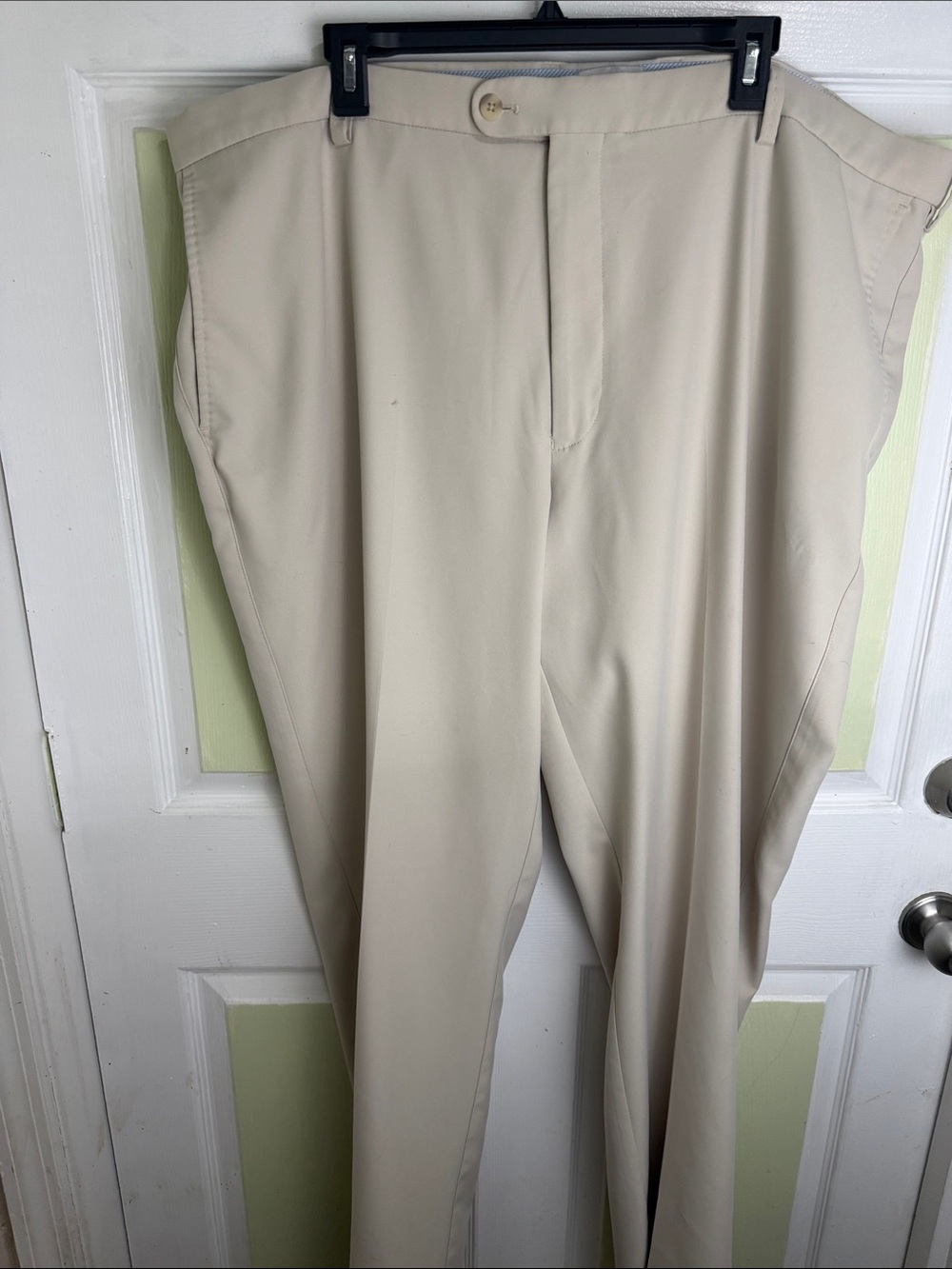 (2438) Peter Millar Men's Flat-Front Dress Pants - Light Beige, Size: 46